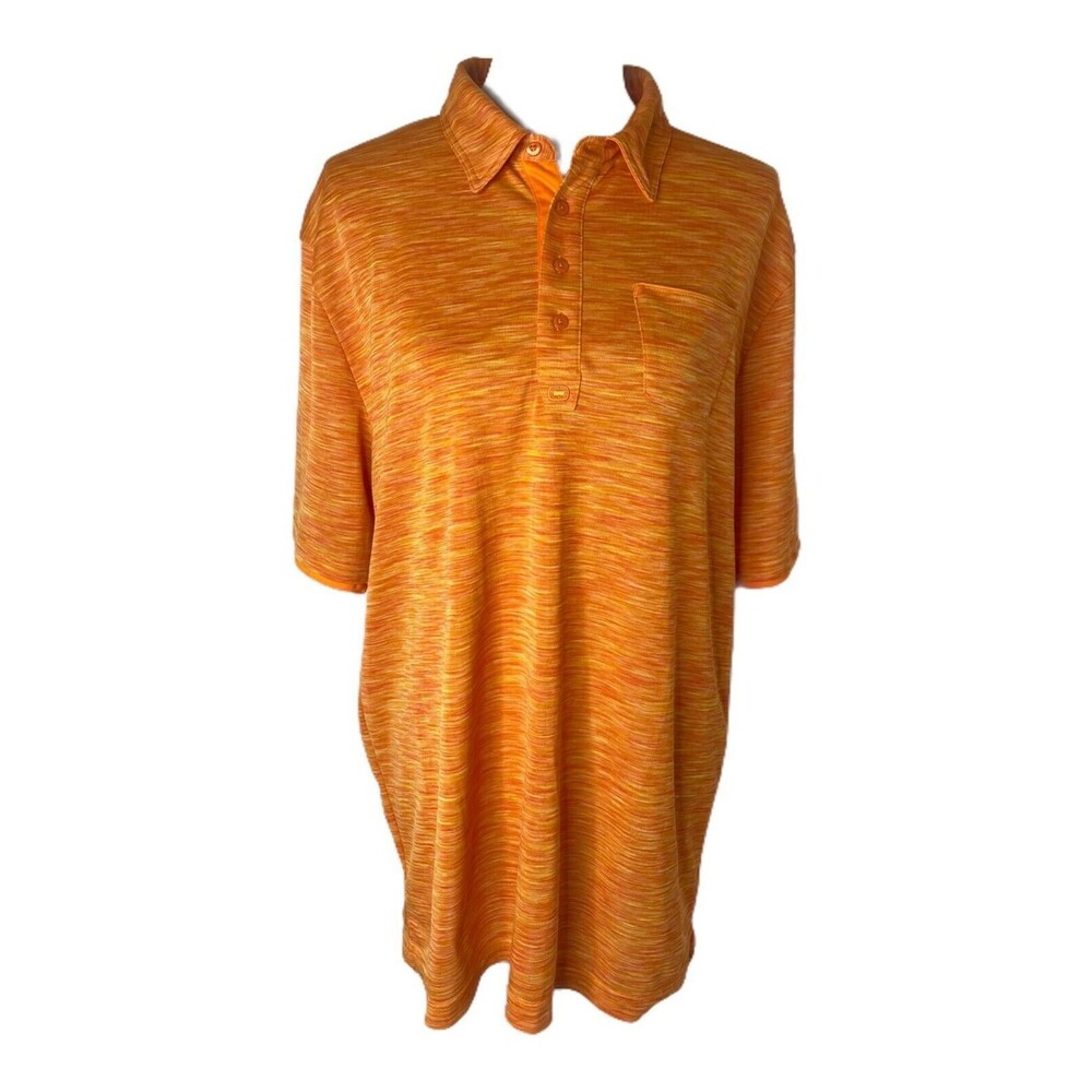 OGIO Men's Dress Shirt Orange Short Sleeve Pocketed Athletic Golf Size Large
